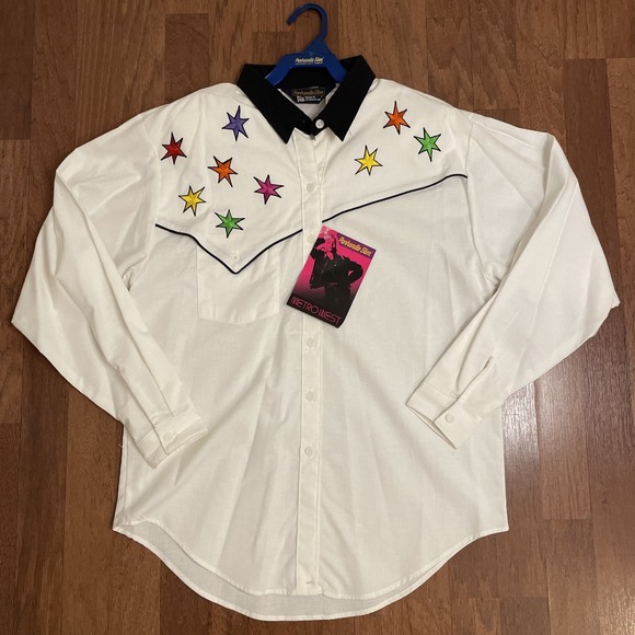 Panhandle Slim Tops - Vintage Panhandle Slim Western Shirt Embroidered Star Shoulder Pad Women's Small